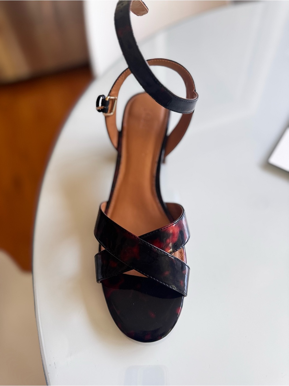 J. Crew Black Tortoiseshell Ankle-Strap Sandal